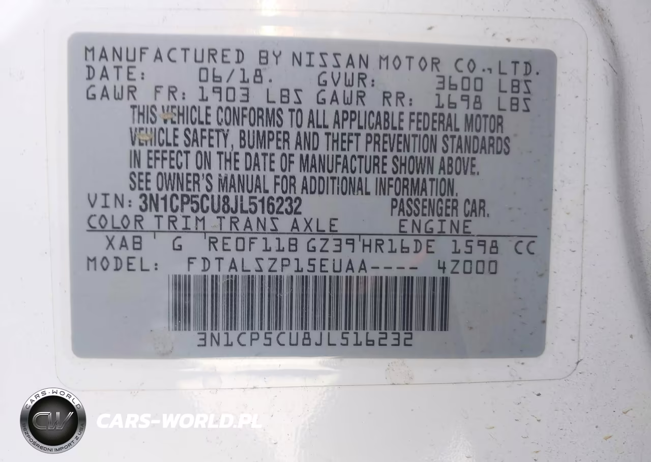 2018 Nissan Kicks Sv VIN:3N1CP5CU8JL516232 - 9