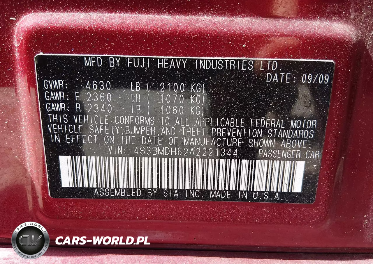 2010 Subaru Legacy 3.6R Premium VIN:4S3BMDH62A2221344 - 9