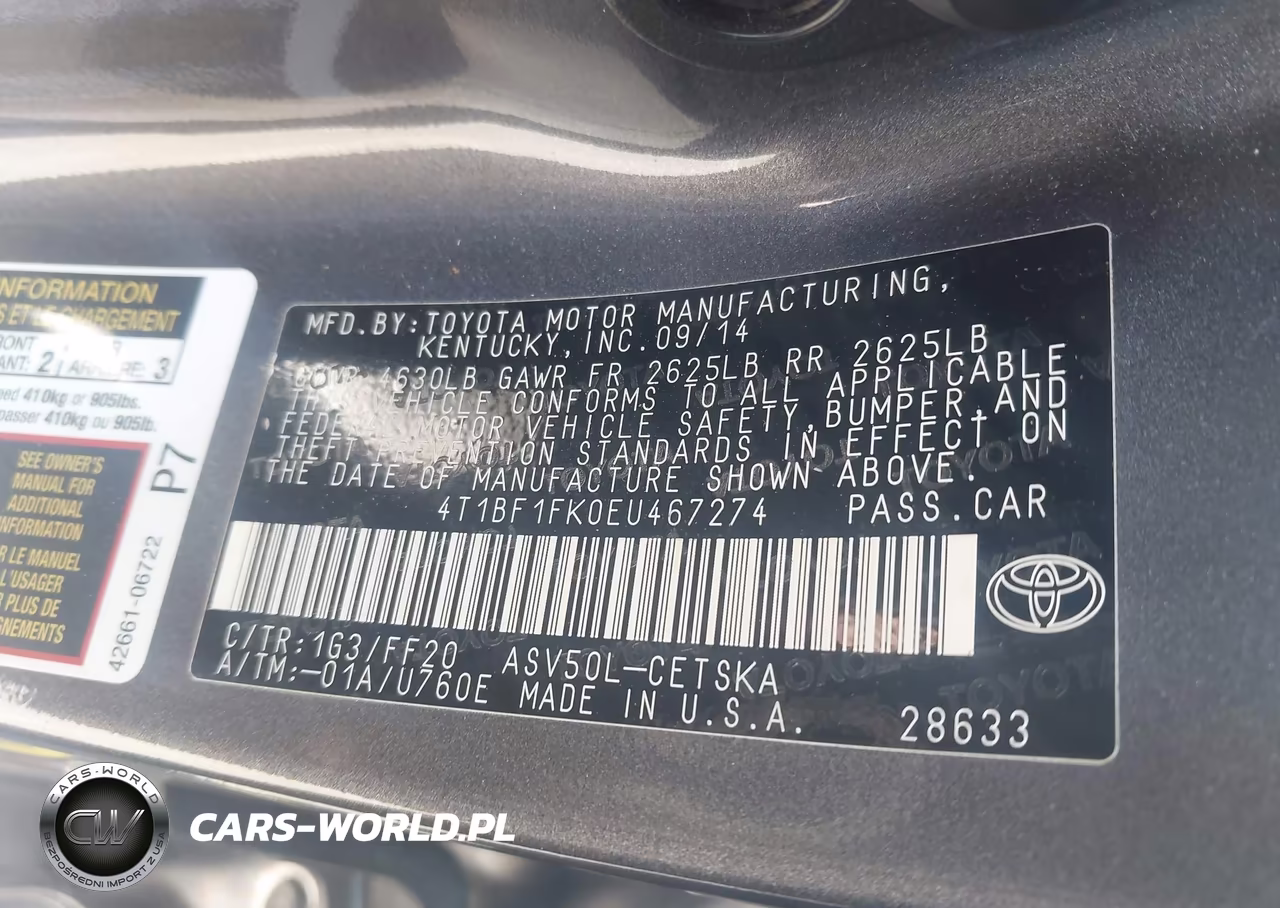 2014 Toyota Camry Se VIN:4T1BF1FK0EU467274 - 9