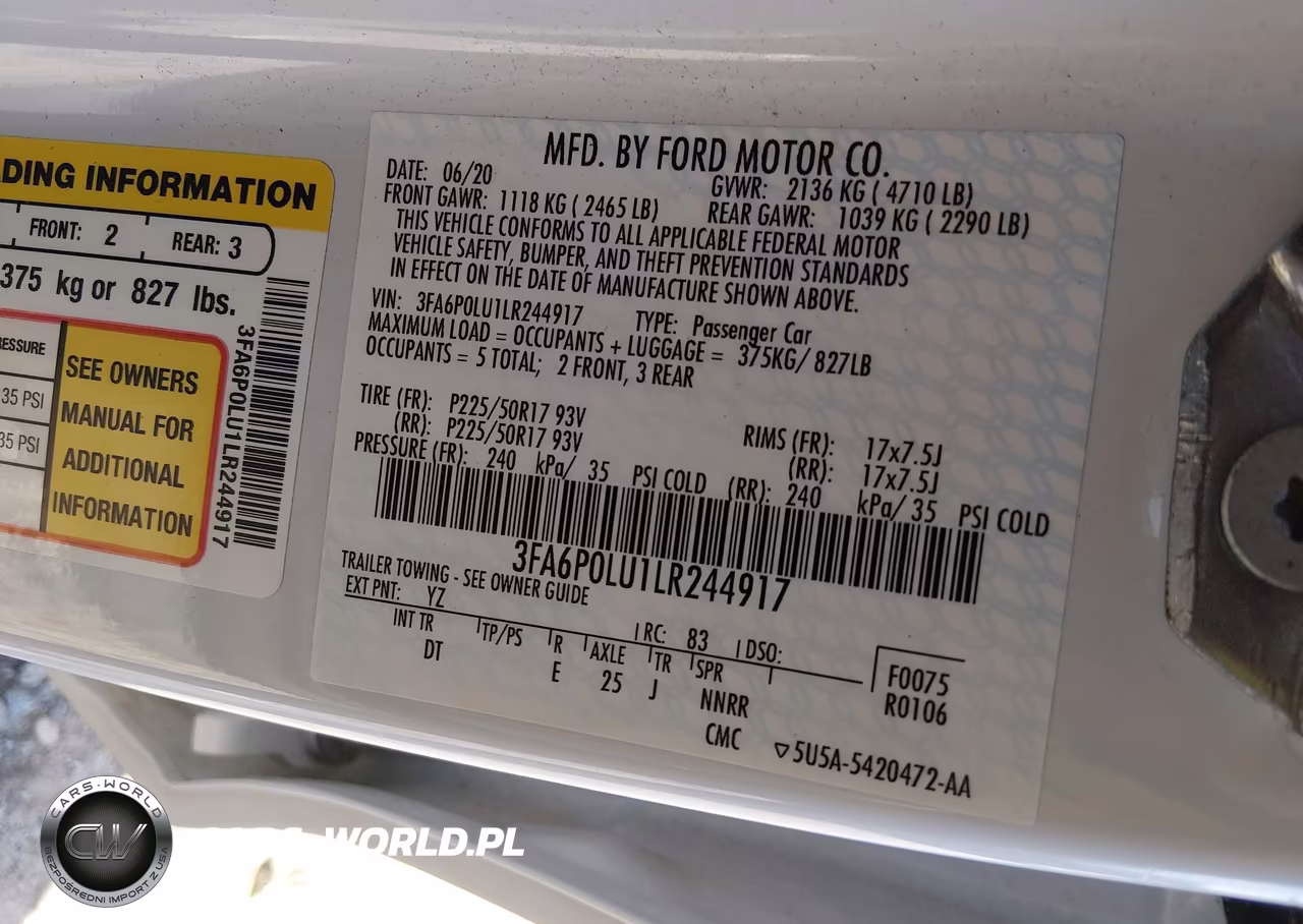 2020 Ford Fusion Hybrid Se VIN:3FA6P0LU1LR244917 - 9