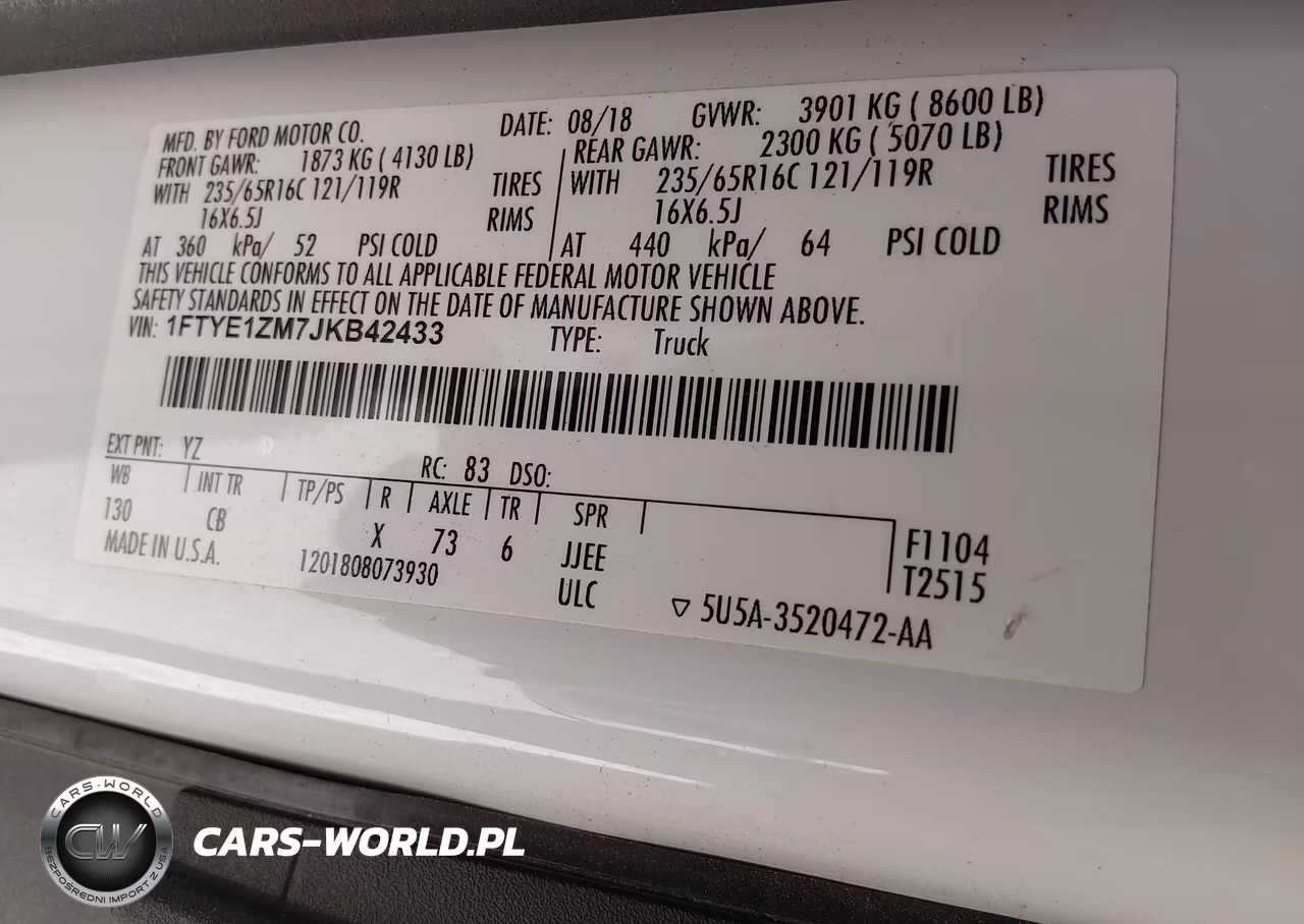 2018 Ford Transit-150 VIN:1FTYE1ZM7JKB42433 - 9