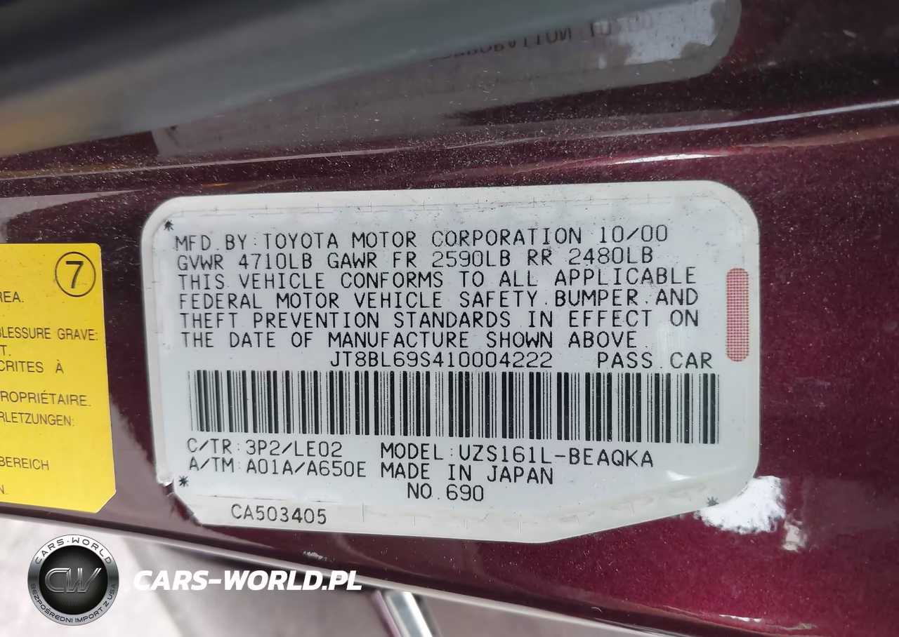 2001 Lexus Gs 430 VIN:JT8BL69S410004222 - 9