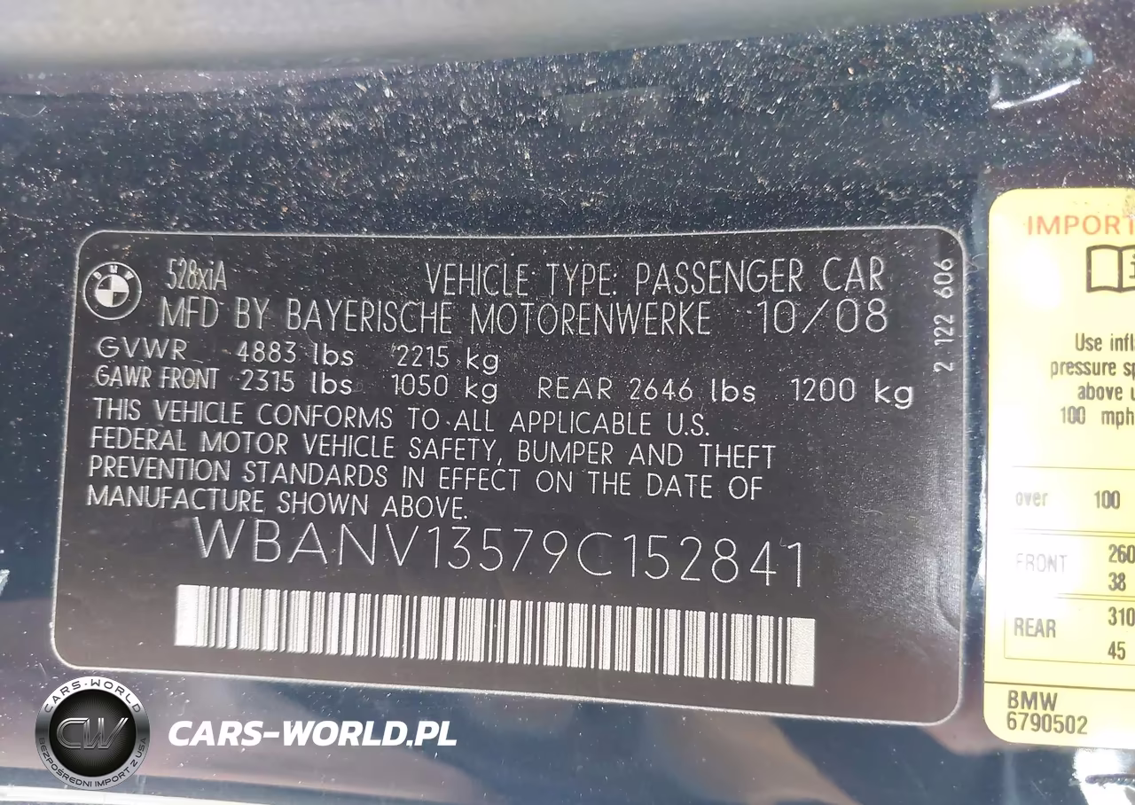 2009 BMW 528I xDrive VIN:WBANV13579C152841 - 9