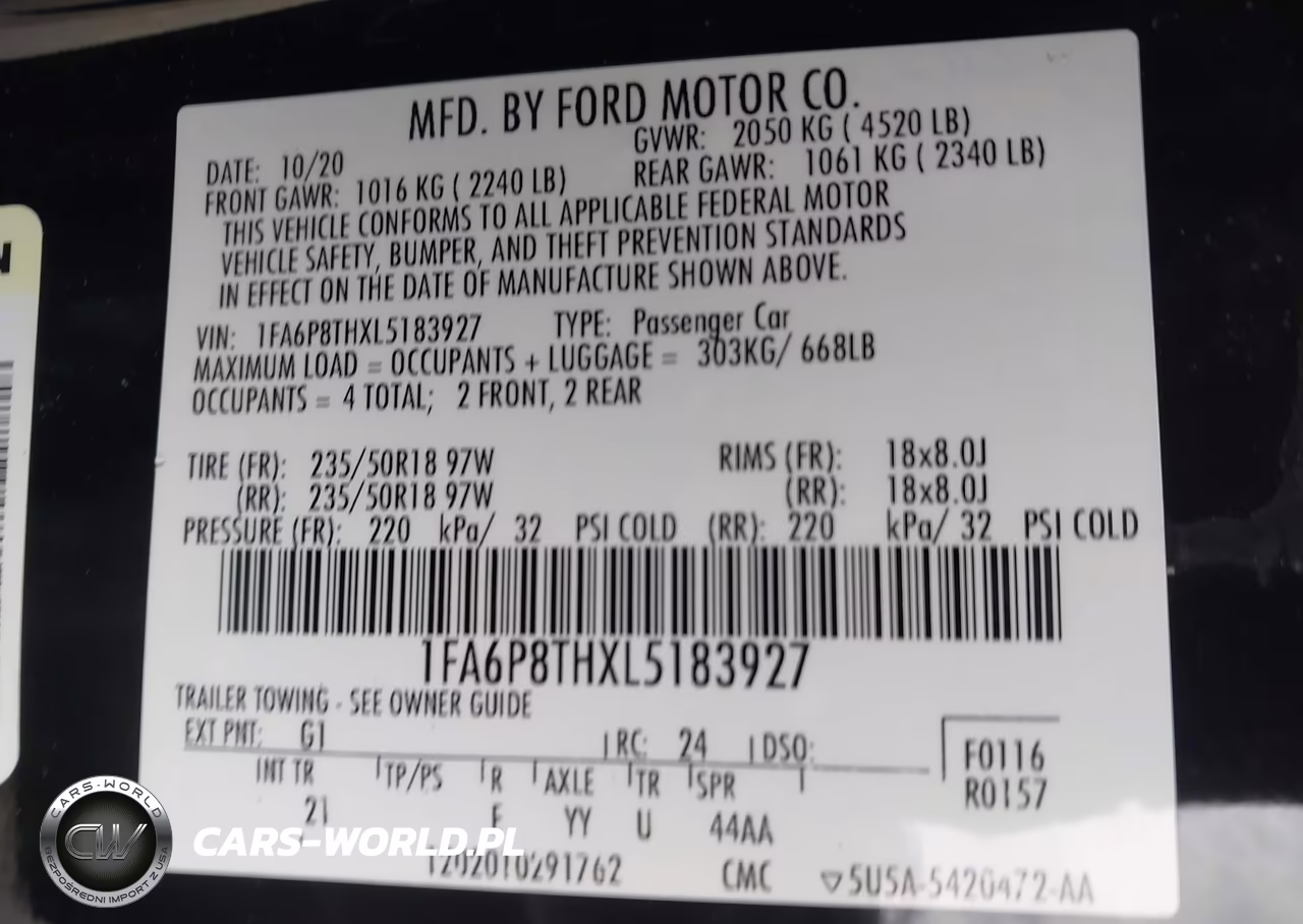 2020 Ford Mustang Ecoboost Fastback VIN:1FA6P8THXL5183927 - 9