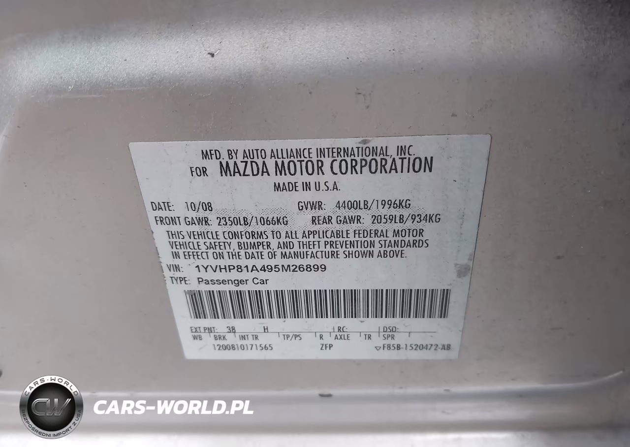 2009 Mazda Mazda6 I Sport VIN:1YVHP81A495M26899 - 9