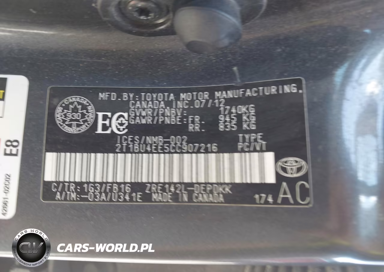 2012 Toyota Corolla Ce VIN:2T1BU4EE5CC907216 - 9