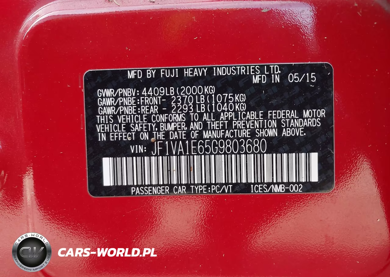 2016 Subaru Wrx Premium VIN:JF1VA1E65G9803680 - 9