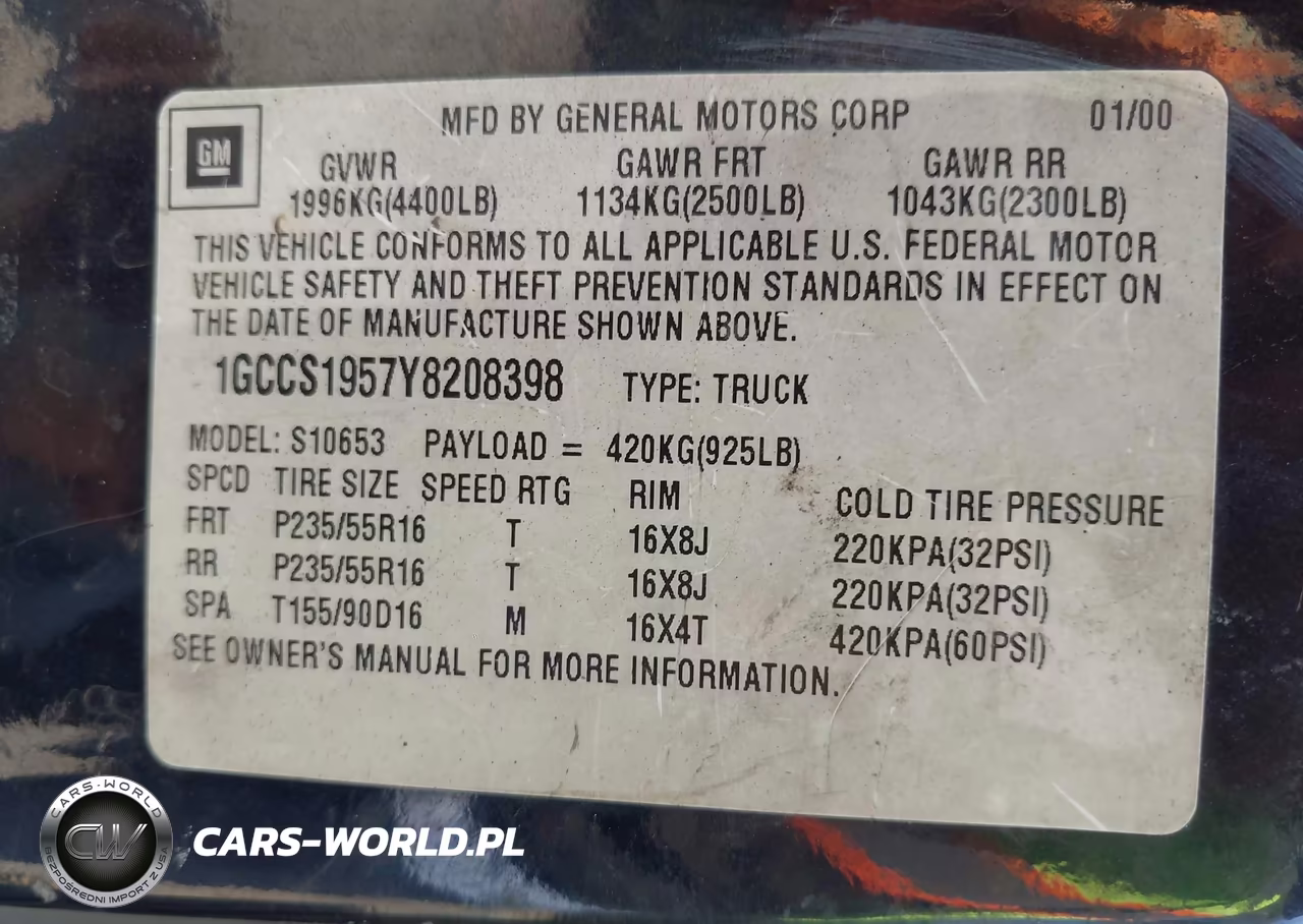 2000 Chevrolet S-10 Ls VIN:1GCCS1957Y8208398 - 9
