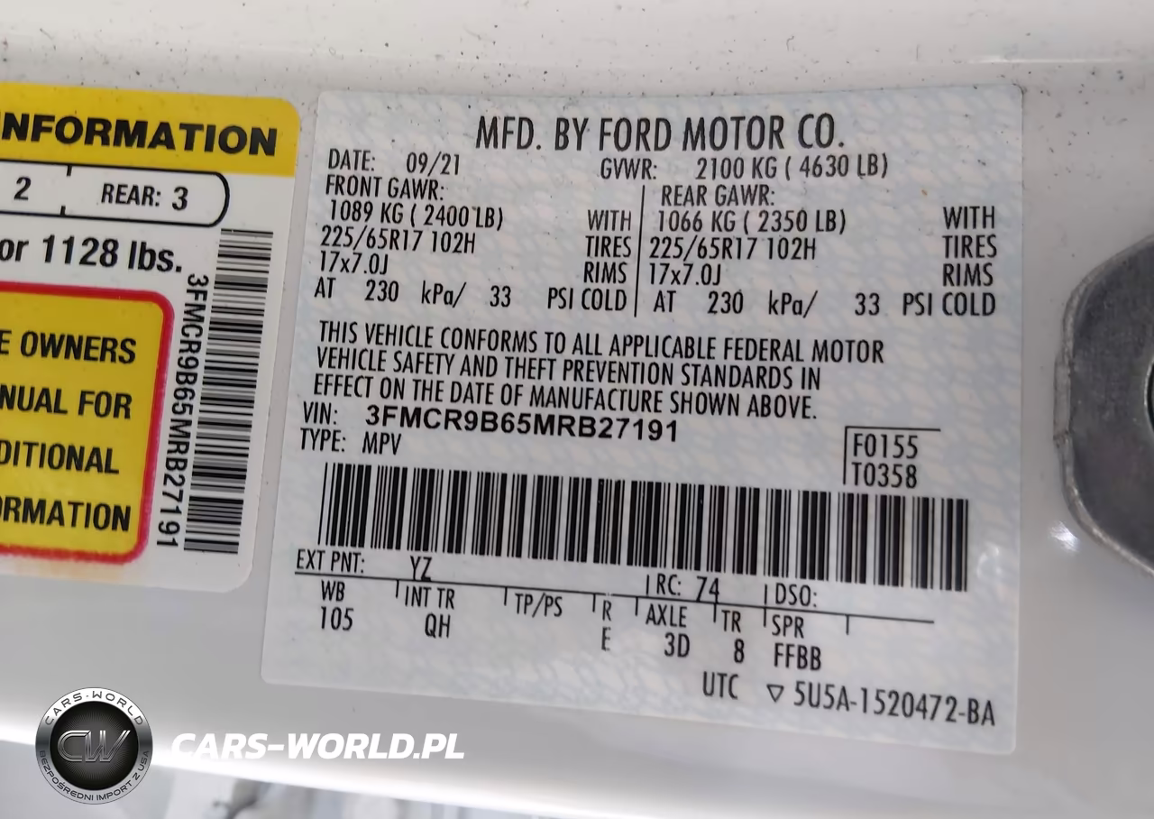 2021 Ford Bronco Sport Big Bend VIN:3FMCR9B65MRB27191 - 9