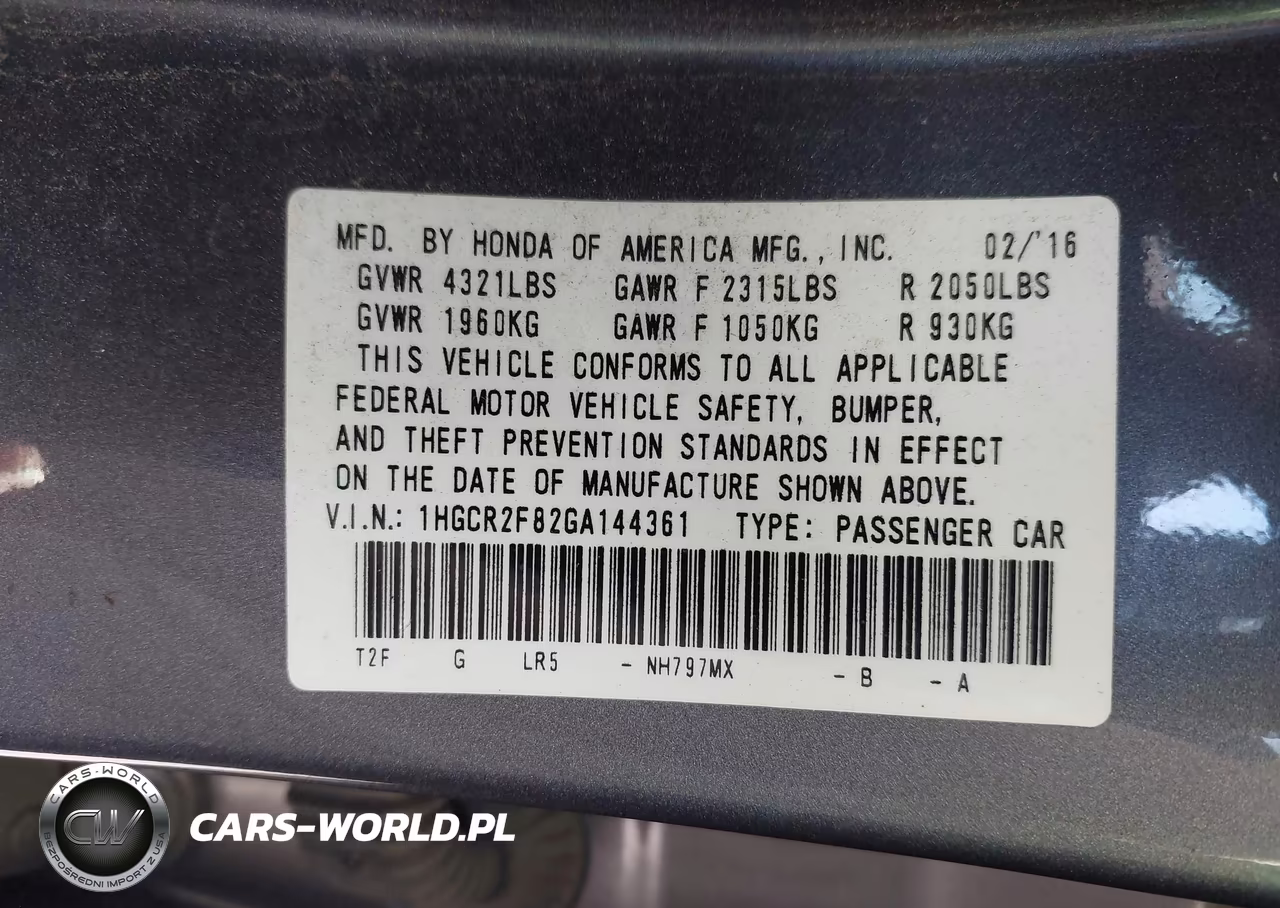 2016 Honda Accord Ex-L VIN:1HGCR2F82GA144361 - 9