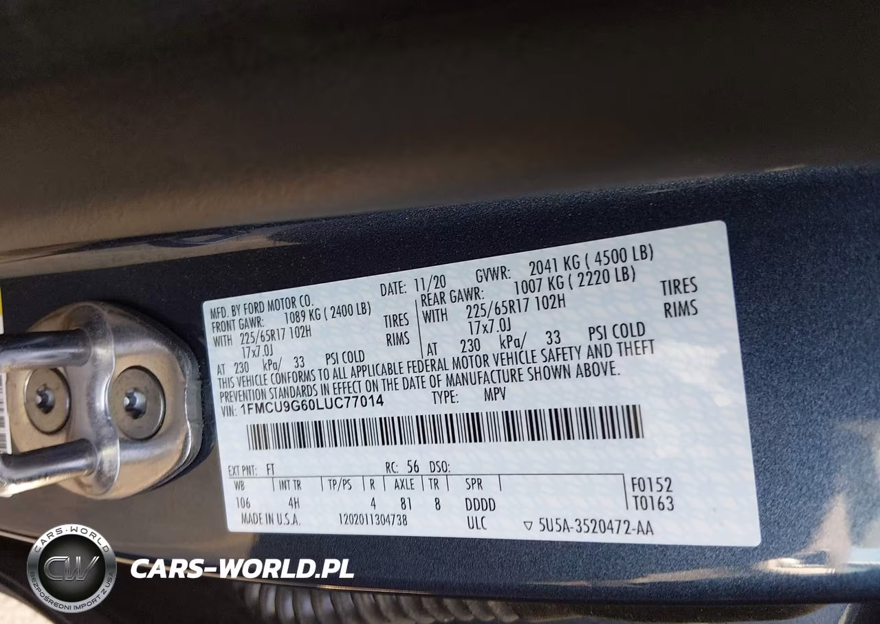 2020 Ford Escape Se VIN:1FMCU9G60LUC77014 - 9