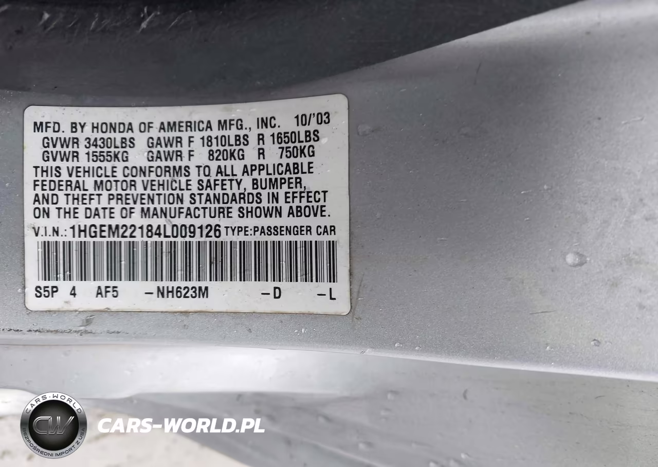 2004 Honda Civic Vp VIN:1HGEM22184L009126 - 9