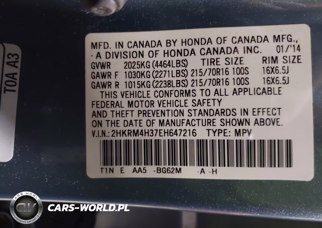 2014 Honda Cr-V Lx VIN:2HKRM4H37EH647216 - 9