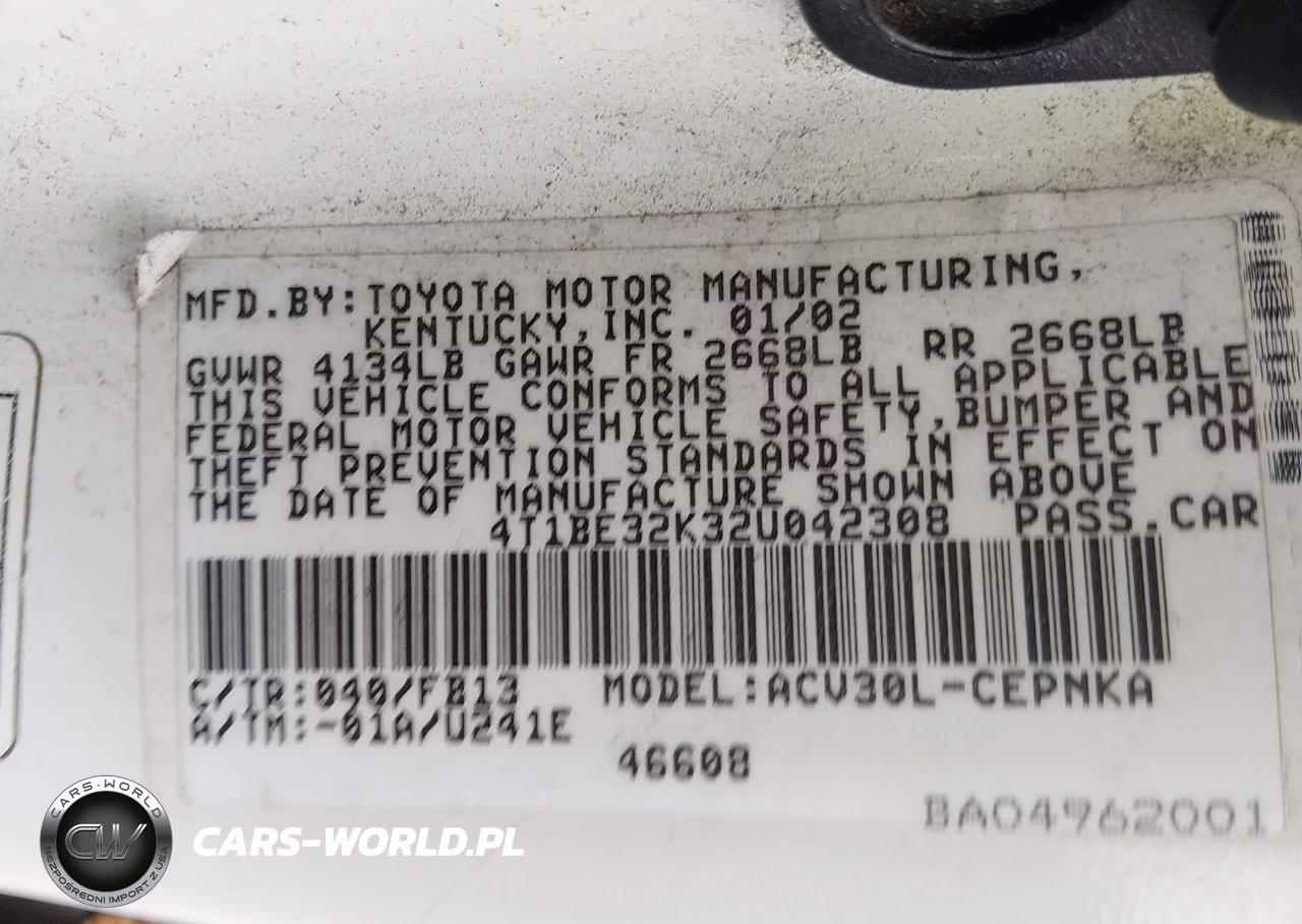 2002 Toyota Camry Le VIN:4T1BE32K32U042308 - 9