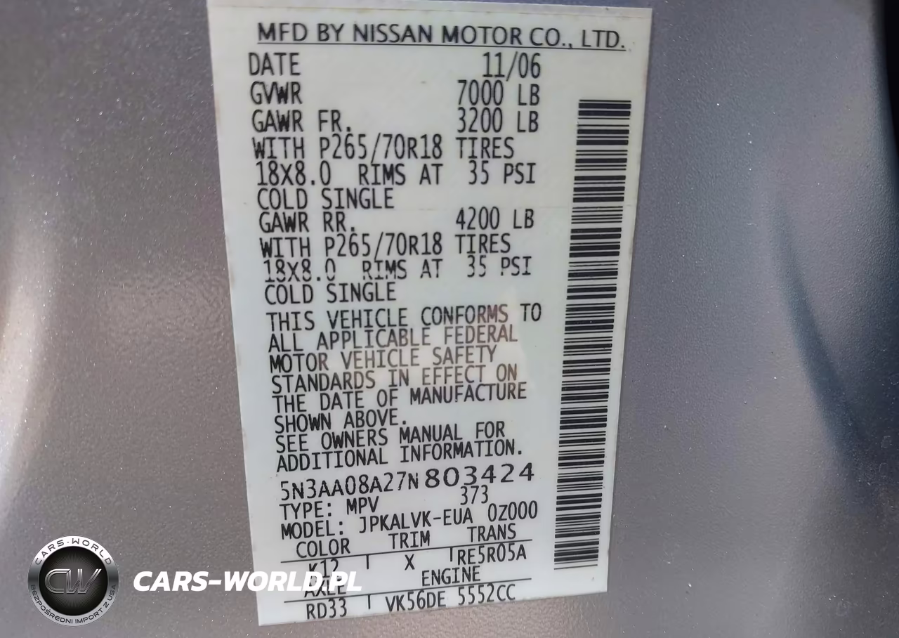 2007 Infiniti Qx56 VIN:5N3AA08A27N803424 - 9