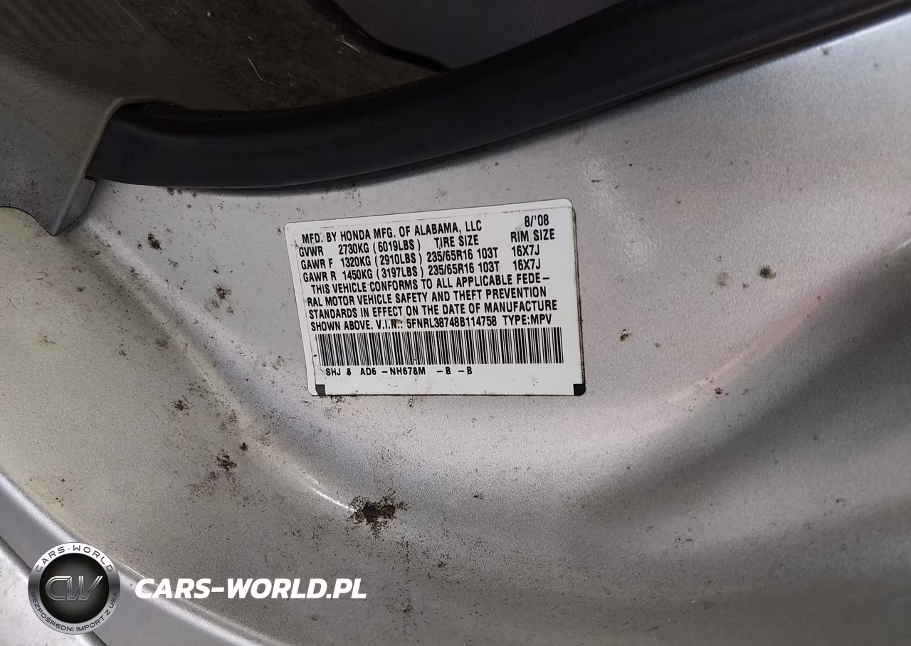 2008 Honda Odyssey Ex-L VIN:5FNRL38748B114758 - 9