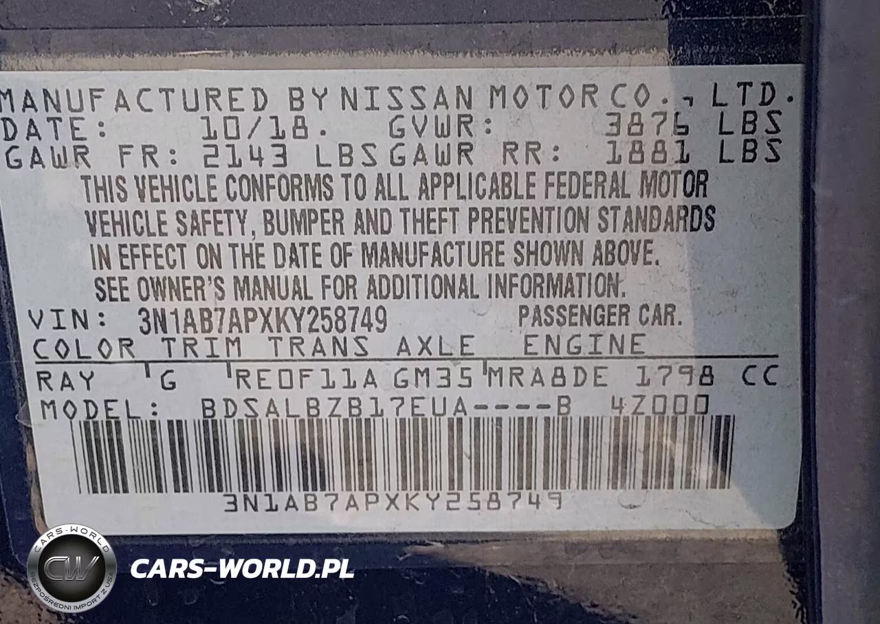 2019 Nissan Sentra S VIN:3N1AB7APXKY258749 - 9