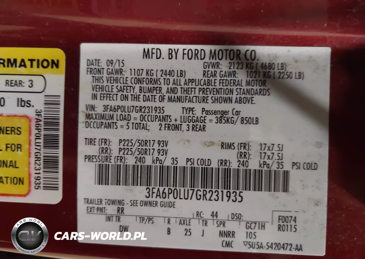 2016 Ford Fusion Hybrid Se VIN:3FA6P0LU7GR231935 - 9