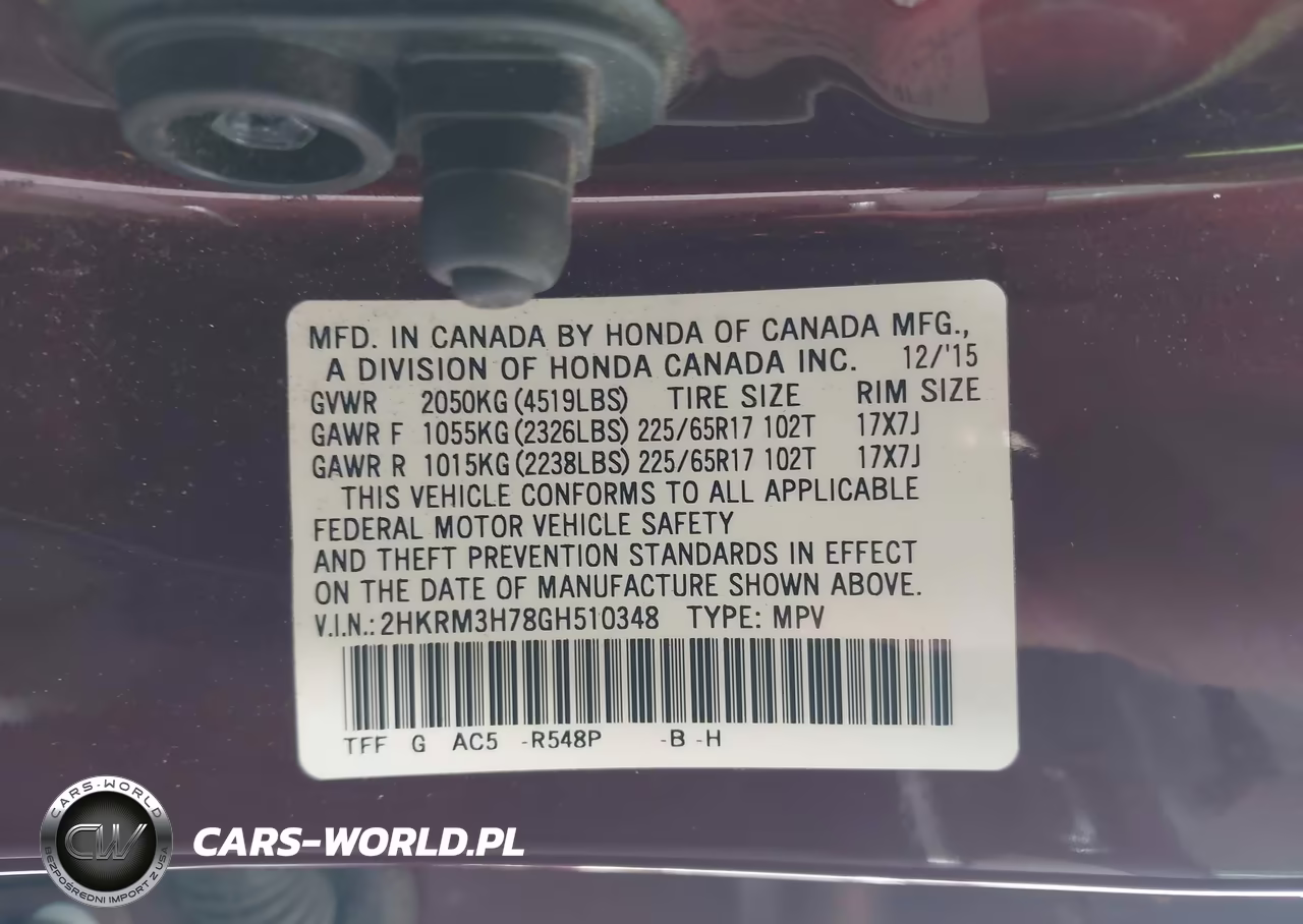 2016 Honda Cr-V Ex-L VIN:2HKRM3H78GH510348 - 9