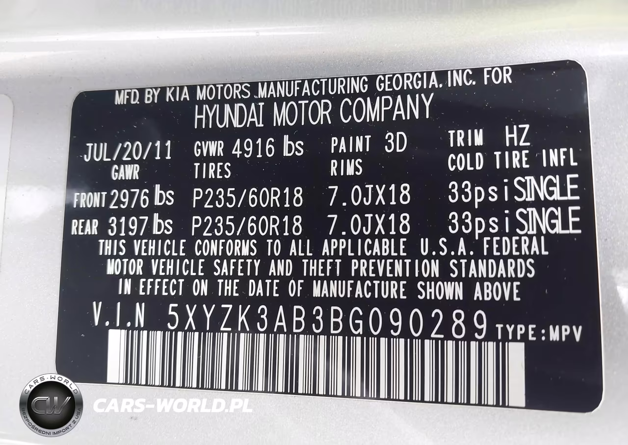 2011 Hyundai Santa Fe Limited VIN:5XYZK3AB3BG090289 - 9