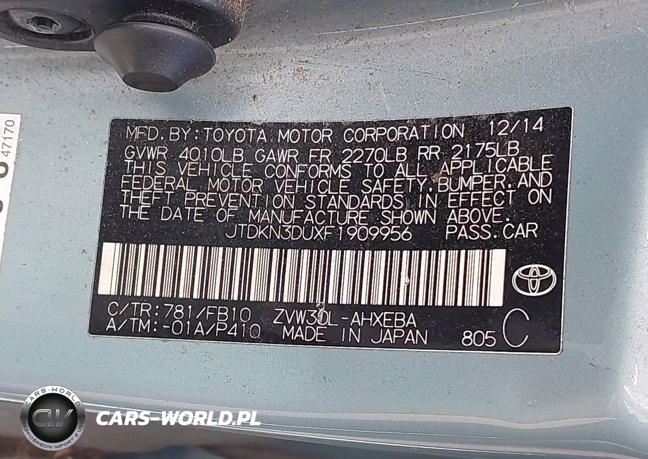 2015 Toyota Prius Two VIN:JTDKN3DUXF1909956 - 9