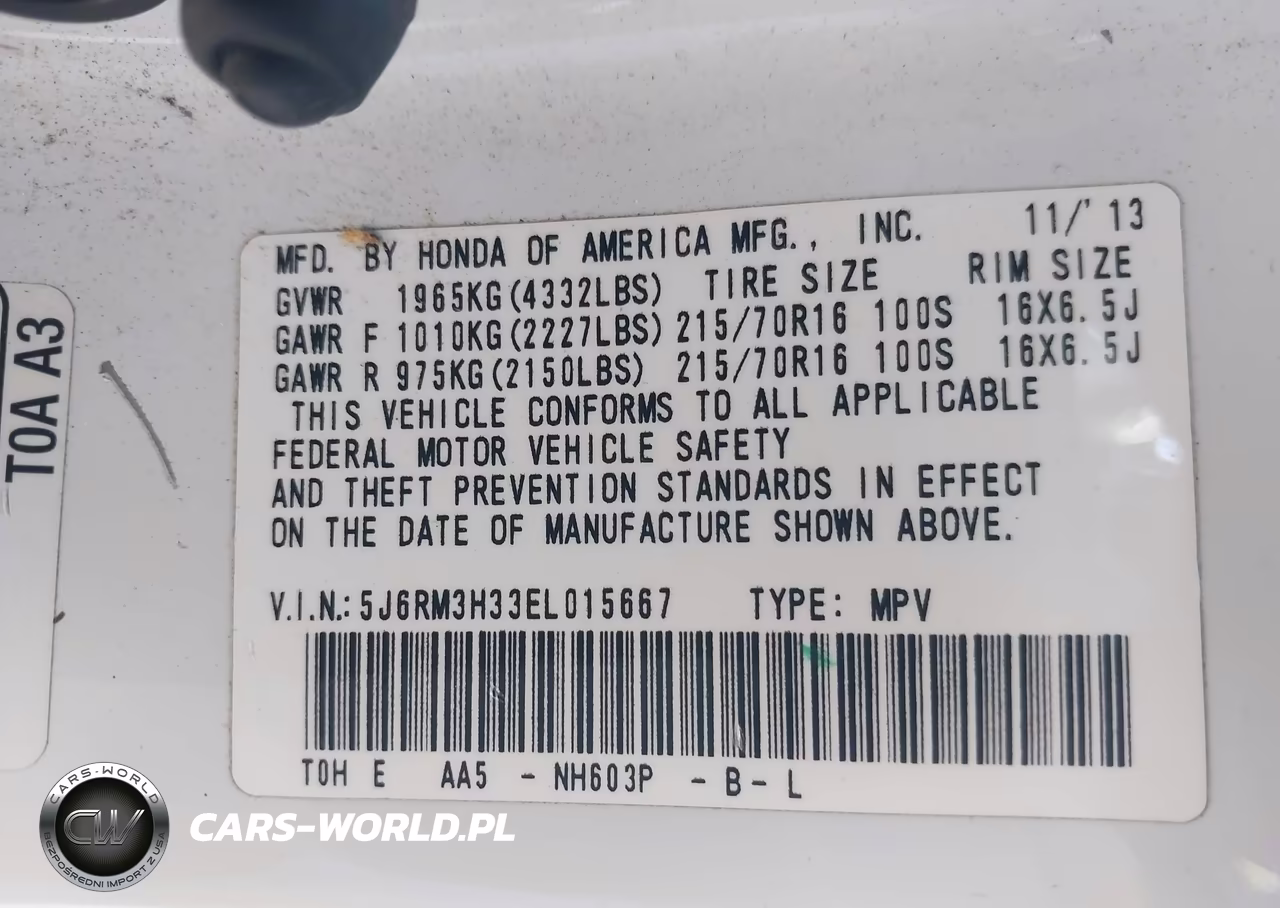 2014 Honda Cr-V Lx VIN:5J6RM3H33EL015667 - 9
