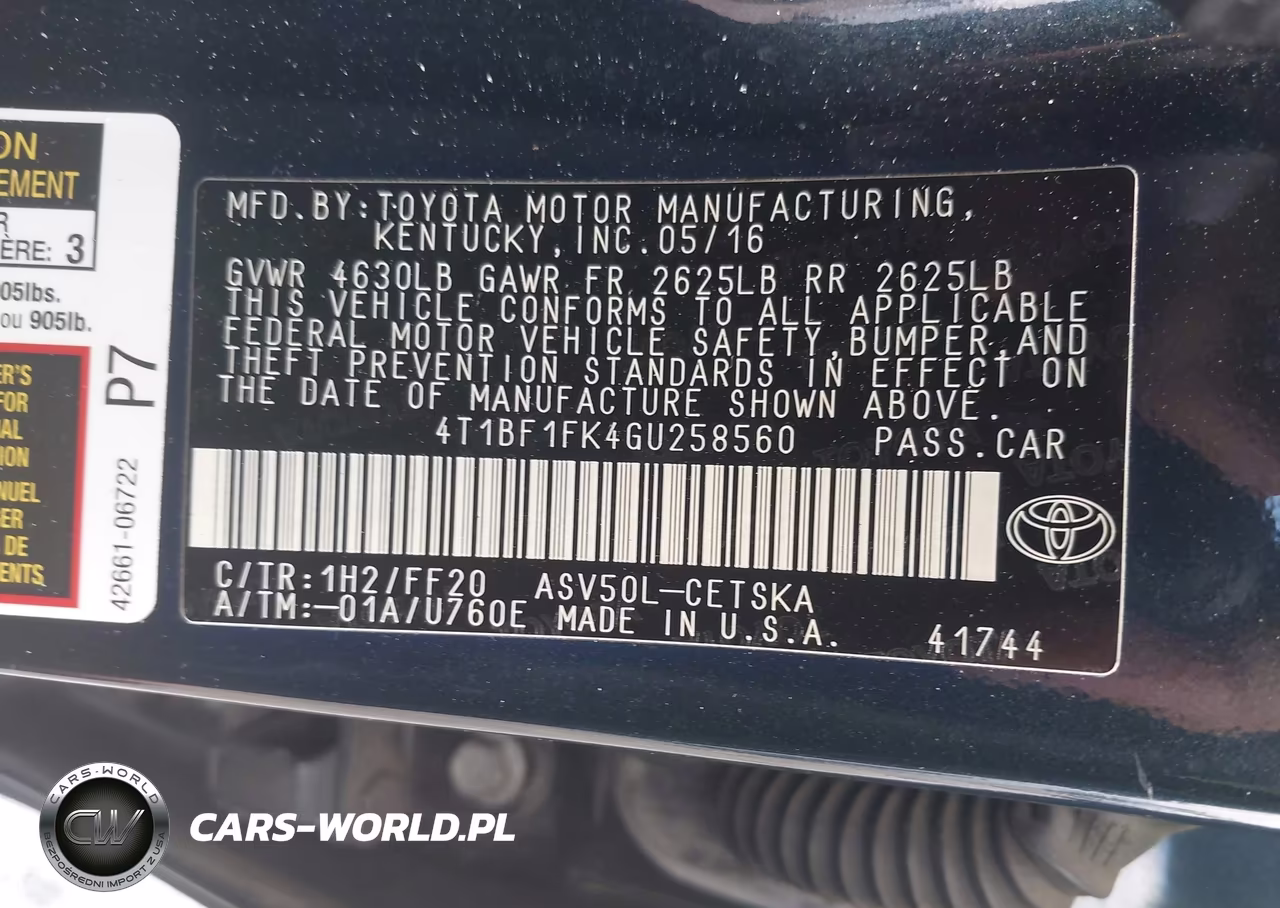 2016 Toyota Camry Se VIN:4T1BF1FK4GU258560 - 9