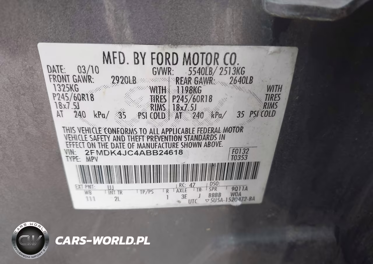 2010 Ford Edge Sel VIN:2FMDK4JC4ABB24618 - 9