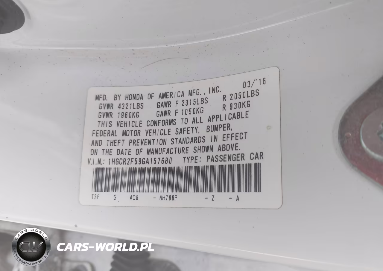 2016 Honda Accord Sport VIN:1HGCR2F59GA157680 - 9