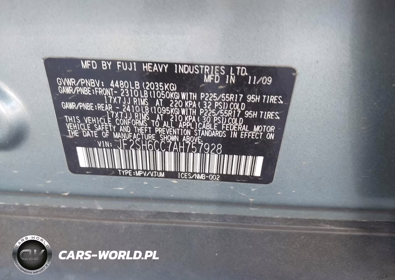 2010 Subaru Forester 2.5X Premium VIN:JF2SH6CC7AH757928 - 9