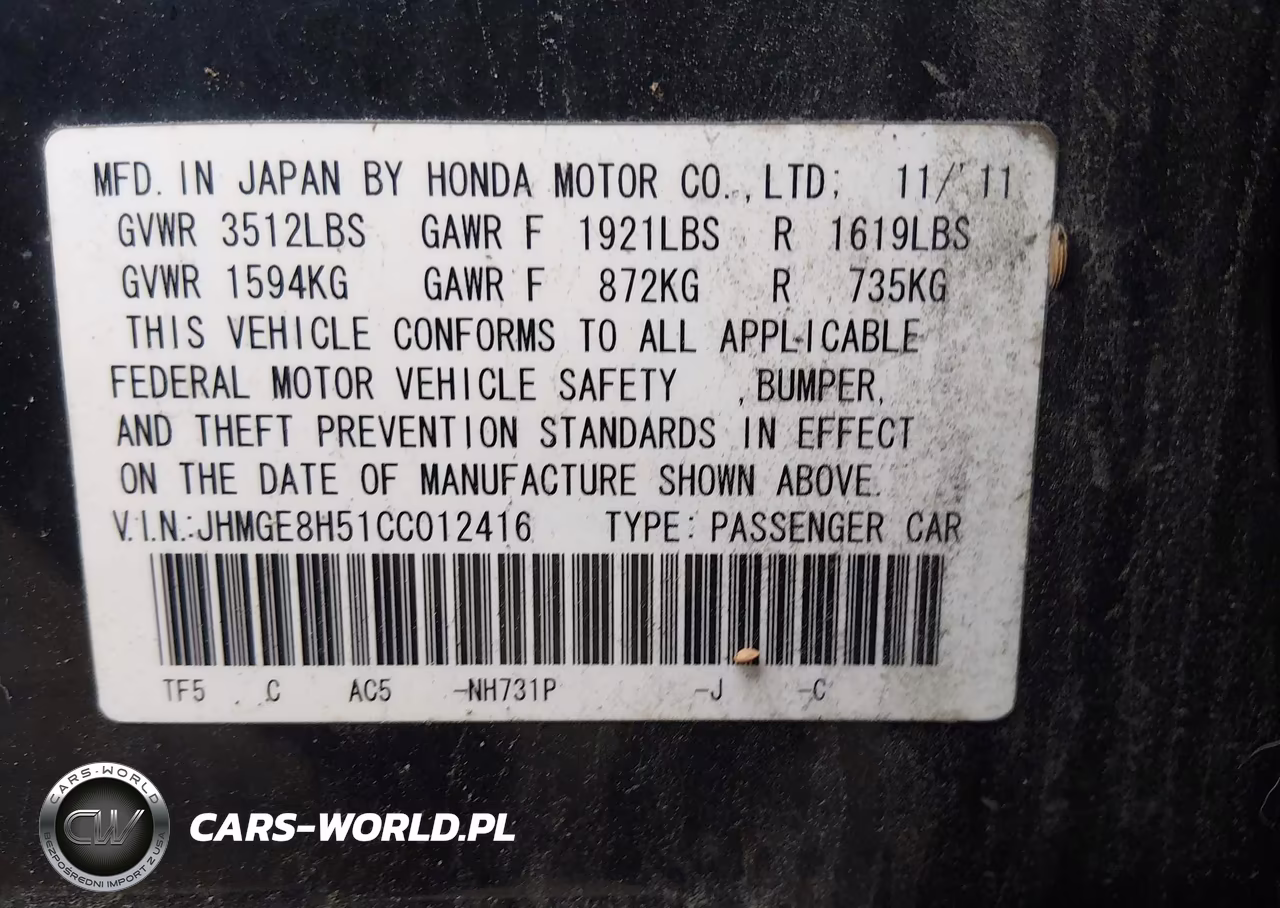 2012 Honda Fit Sport VIN:JHMGE8H51CC012416 - 9