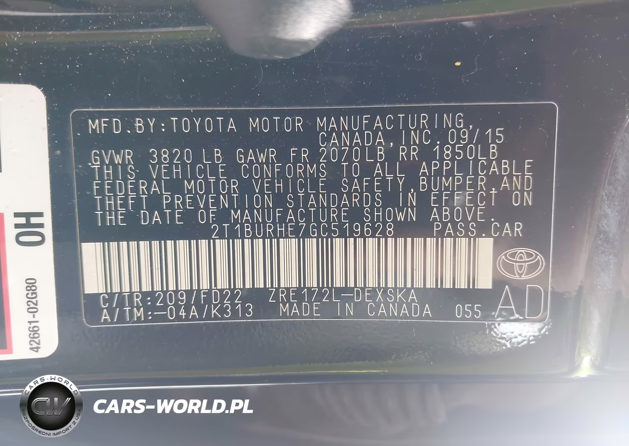 2016 Toyota Corolla S Plus VIN:2T1BURHE7GC519628 - 9