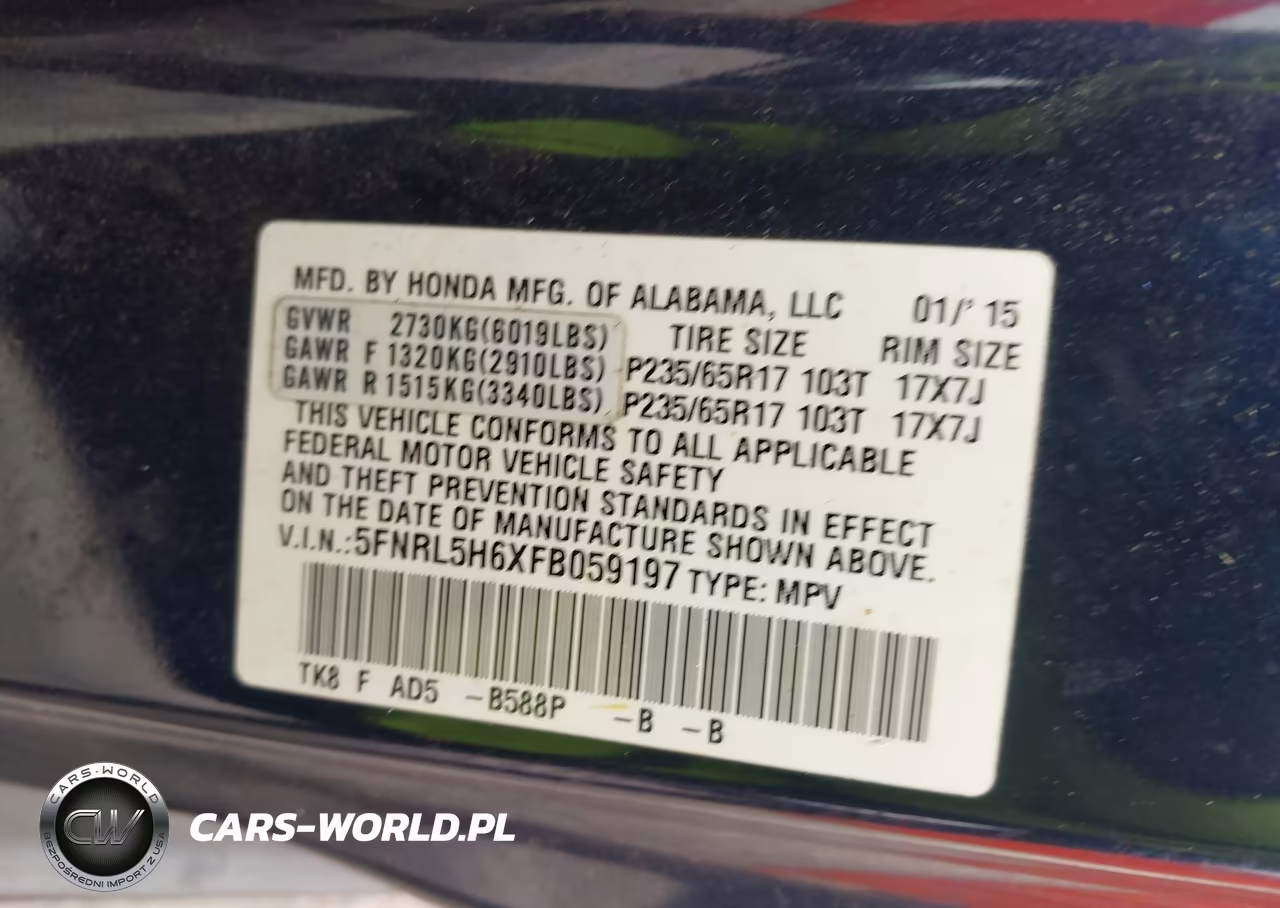 2015 Honda Odyssey Ex-L VIN:5FNRL5H6XFB059197 - 9