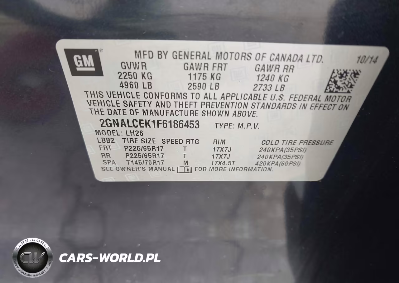 2015 Chevrolet Equinox 2Lt VIN:2GNALCEK1F6186453 - 9