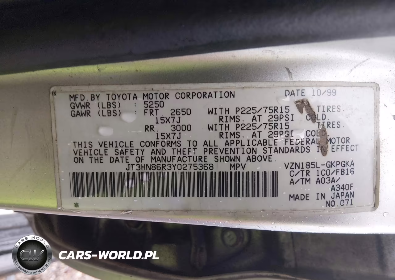 2000 Toyota 4Runner Sr5 V6 VIN:JT3HN86R3Y0275368 - 9