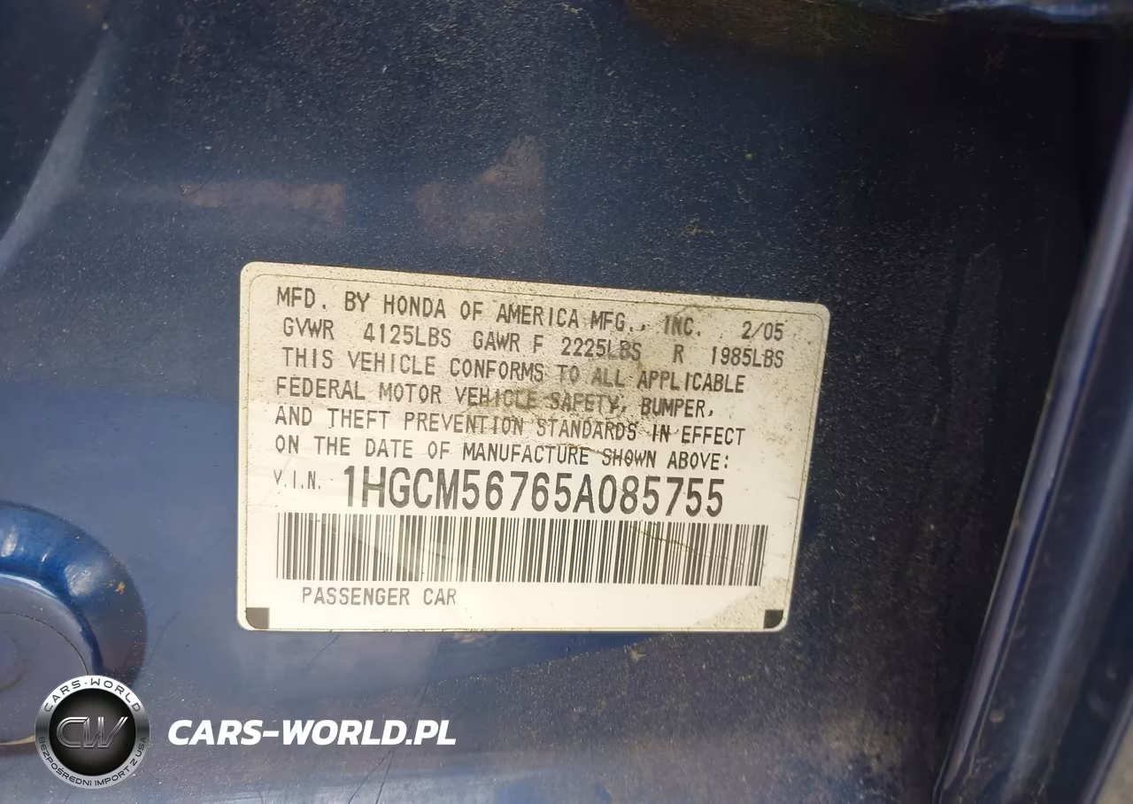 2005 Honda Accord 2.4 Ex VIN:1HGCM56765A085755 - 9