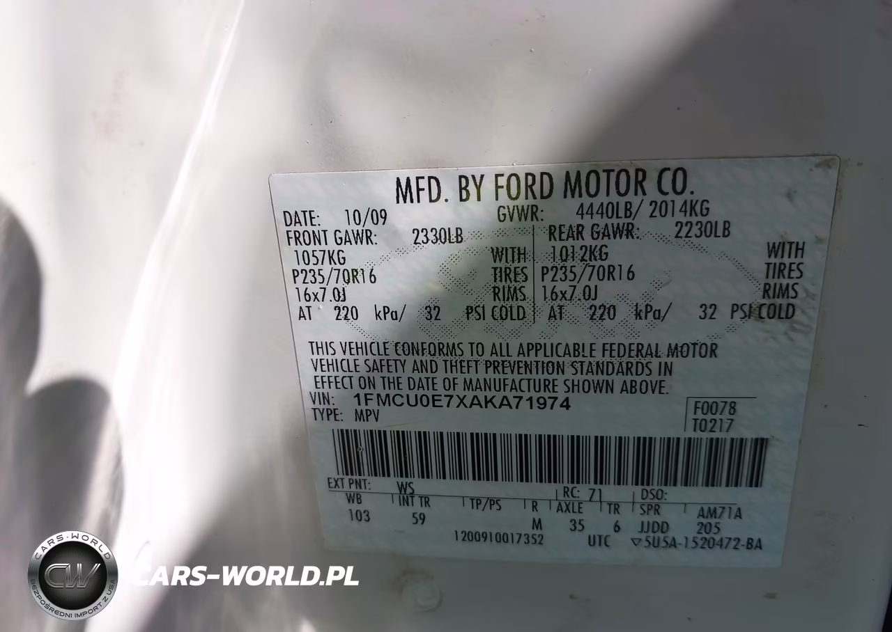 2010 Ford Escape Limited VIN:1FMCU0E7XAKA71974 - 9
