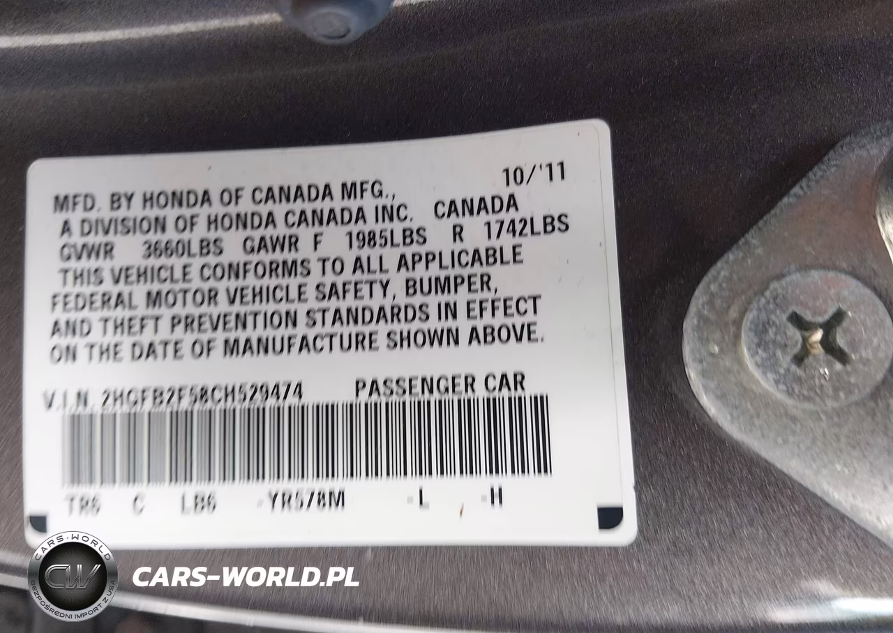 2012 Honda Civic Lx VIN:2HGFB2F58CH529474 - 9