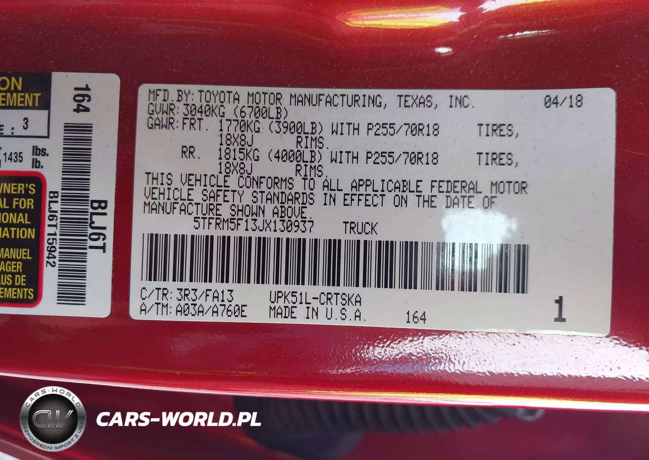 2018 Toyota Tundra Sr 4.6L V8 VIN:5TFRM5F13JX130937 - 9