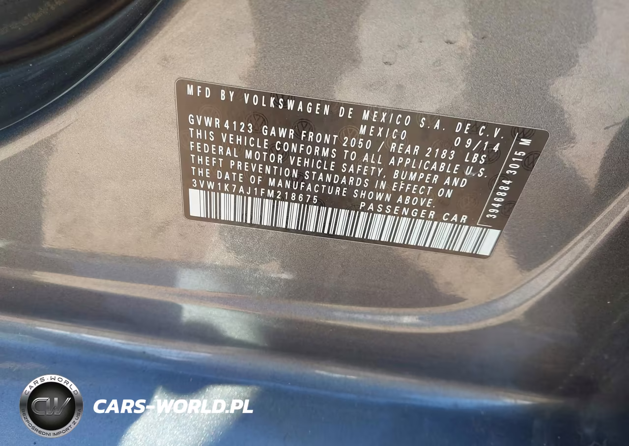 2015 Volkswagen Jetta 2.0L S VIN:3VW1K7AJ1FM218675 - 9