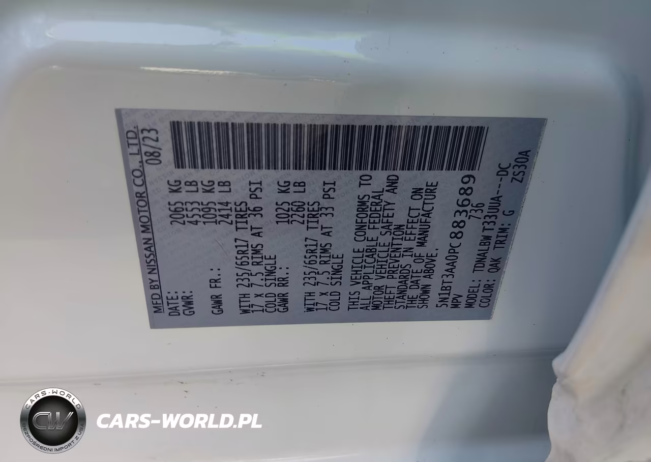 2023 Nissan Rogue S Fwd VIN:5N1BT3AA0PC883689 - 9