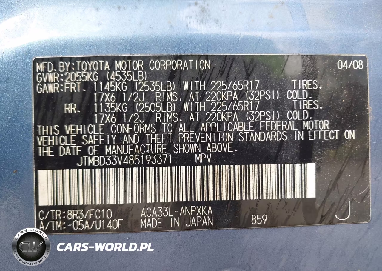2008 Toyota Rav4 VIN:JTMBD33V485193371 - 9