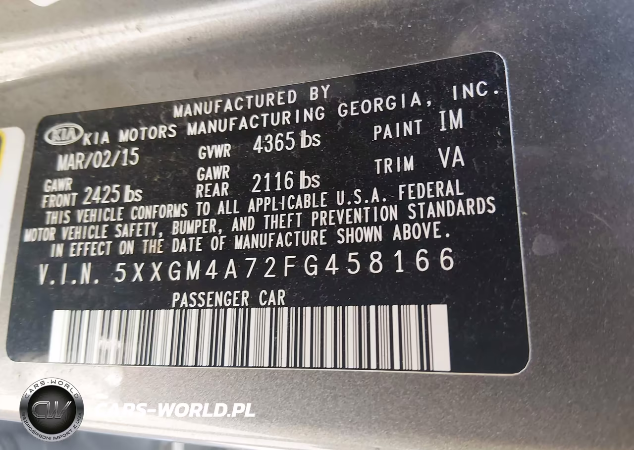 2015 Kia Optima Lx VIN:5XXGM4A72FG458166 - 9