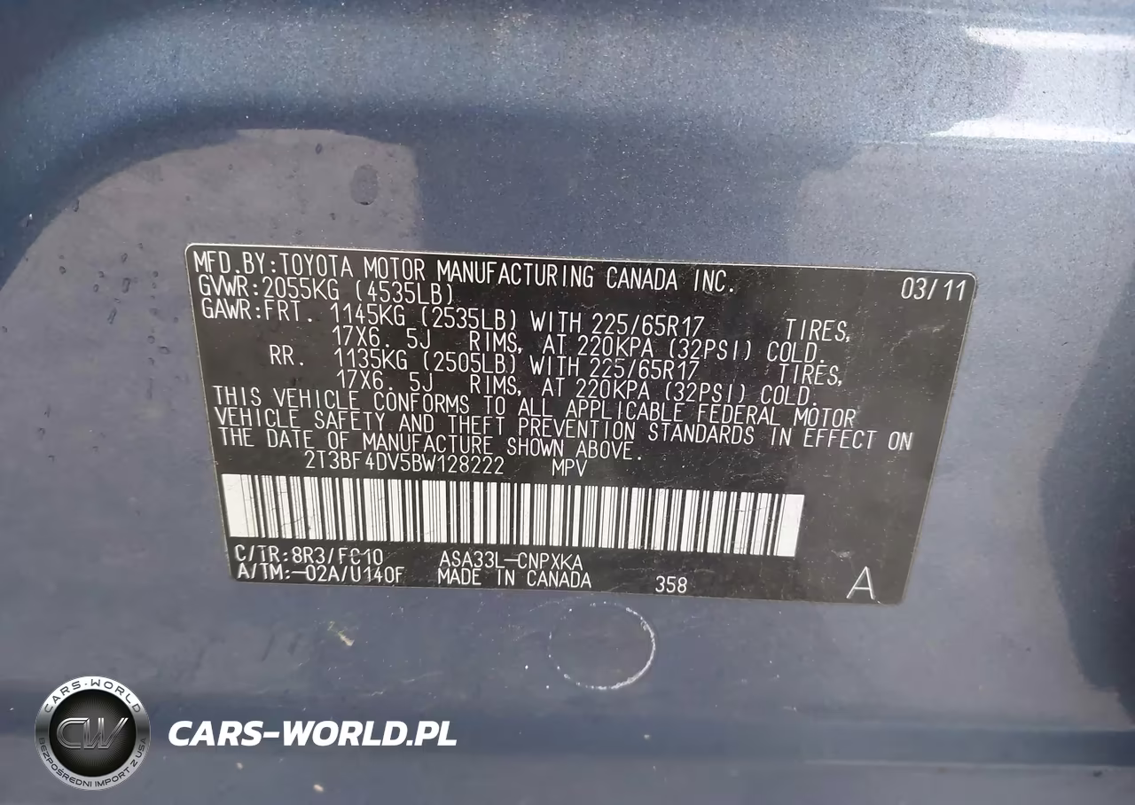 2011 Toyota Rav4 VIN:2T3BF4DV5BW128222 - 9