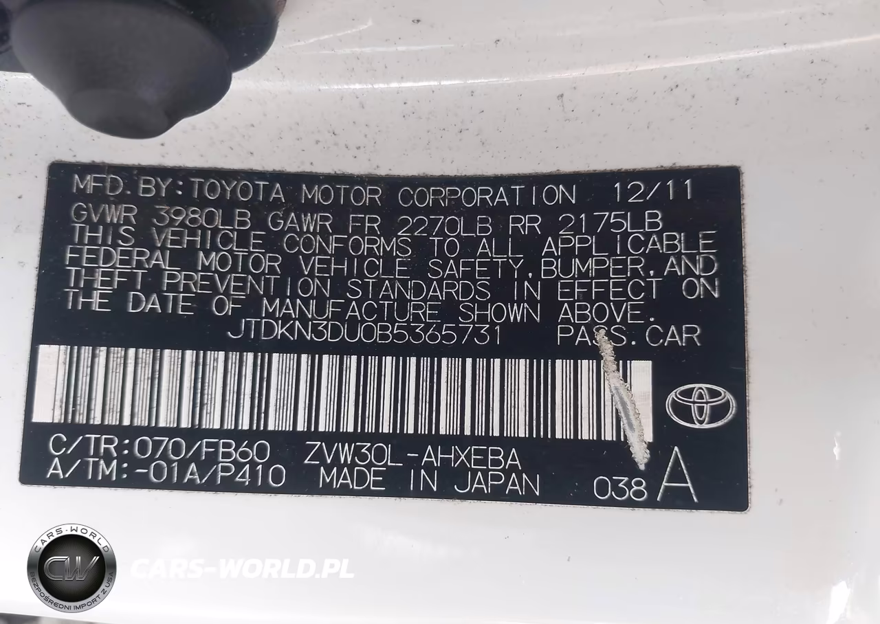 2011 Toyota Prius Two VIN:JTDKN3DU0B5365731 - 9