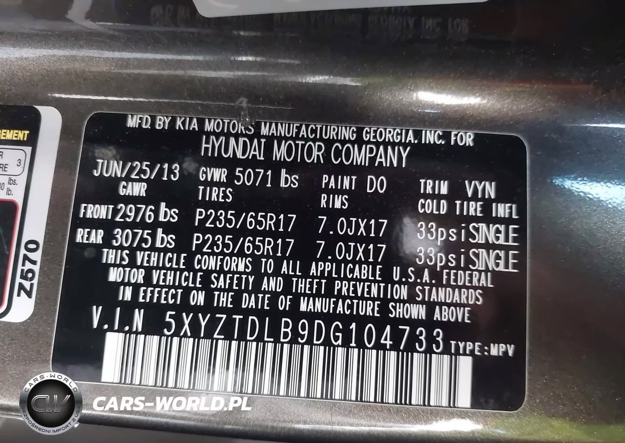2013 Hyundai Santa Fe Sport VIN:5XYZTDLB9DG104733 - 9