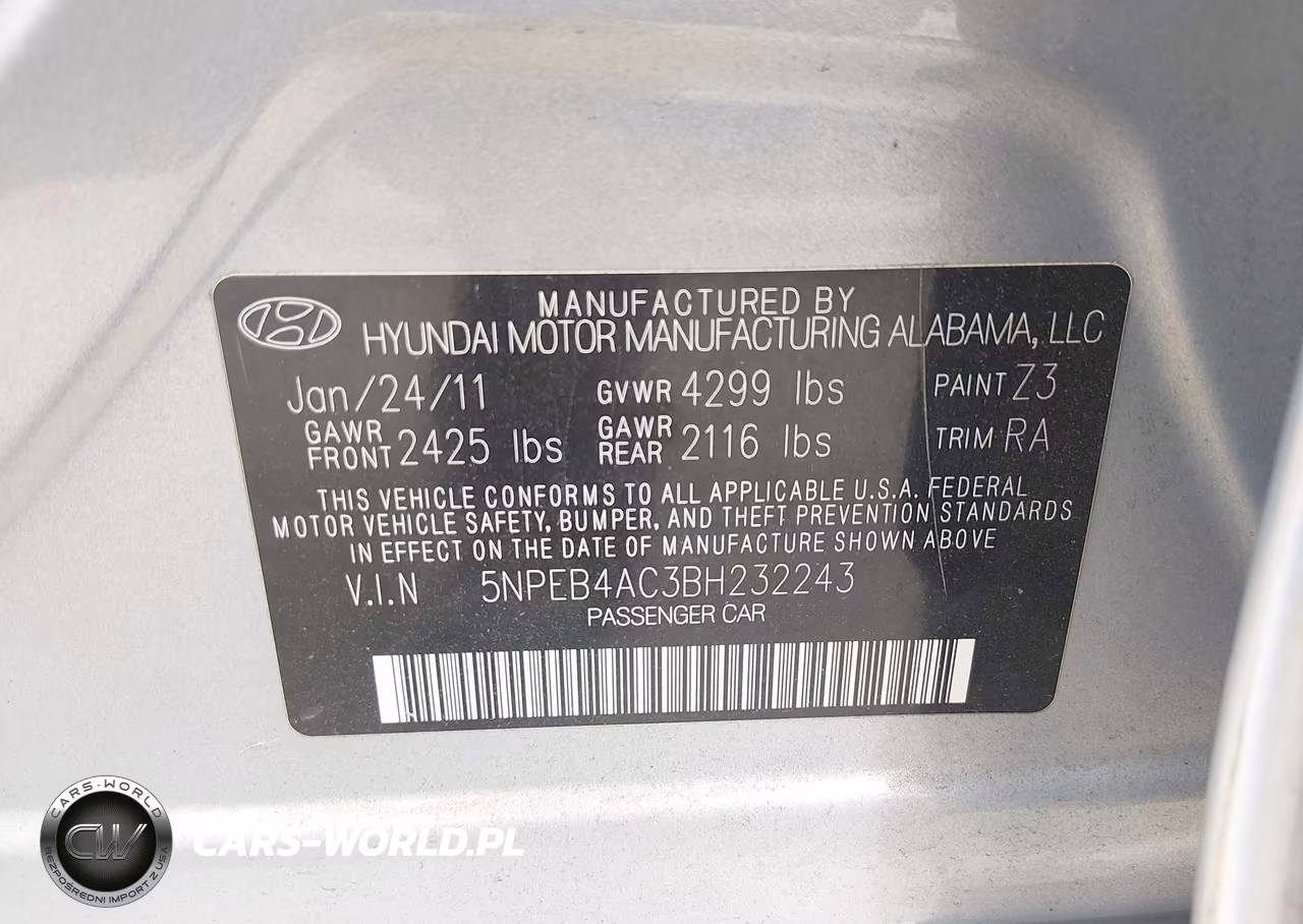 2011 Hyundai Sonata Gls VIN:5NPEB4AC3BH232243 - 9