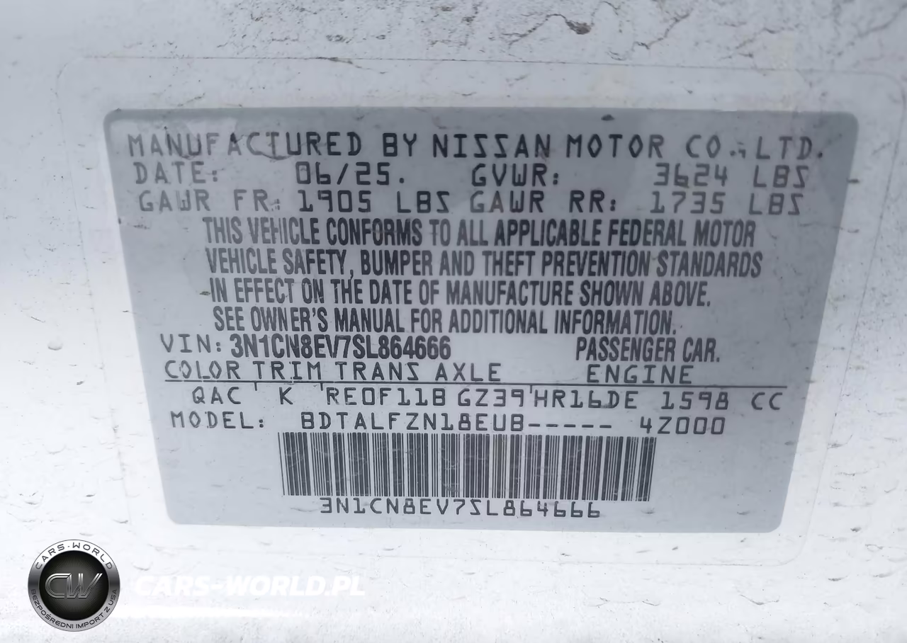 2025 Nissan Versa 1.6 Sv VIN:3N1CN8EV7SL864666 - 9