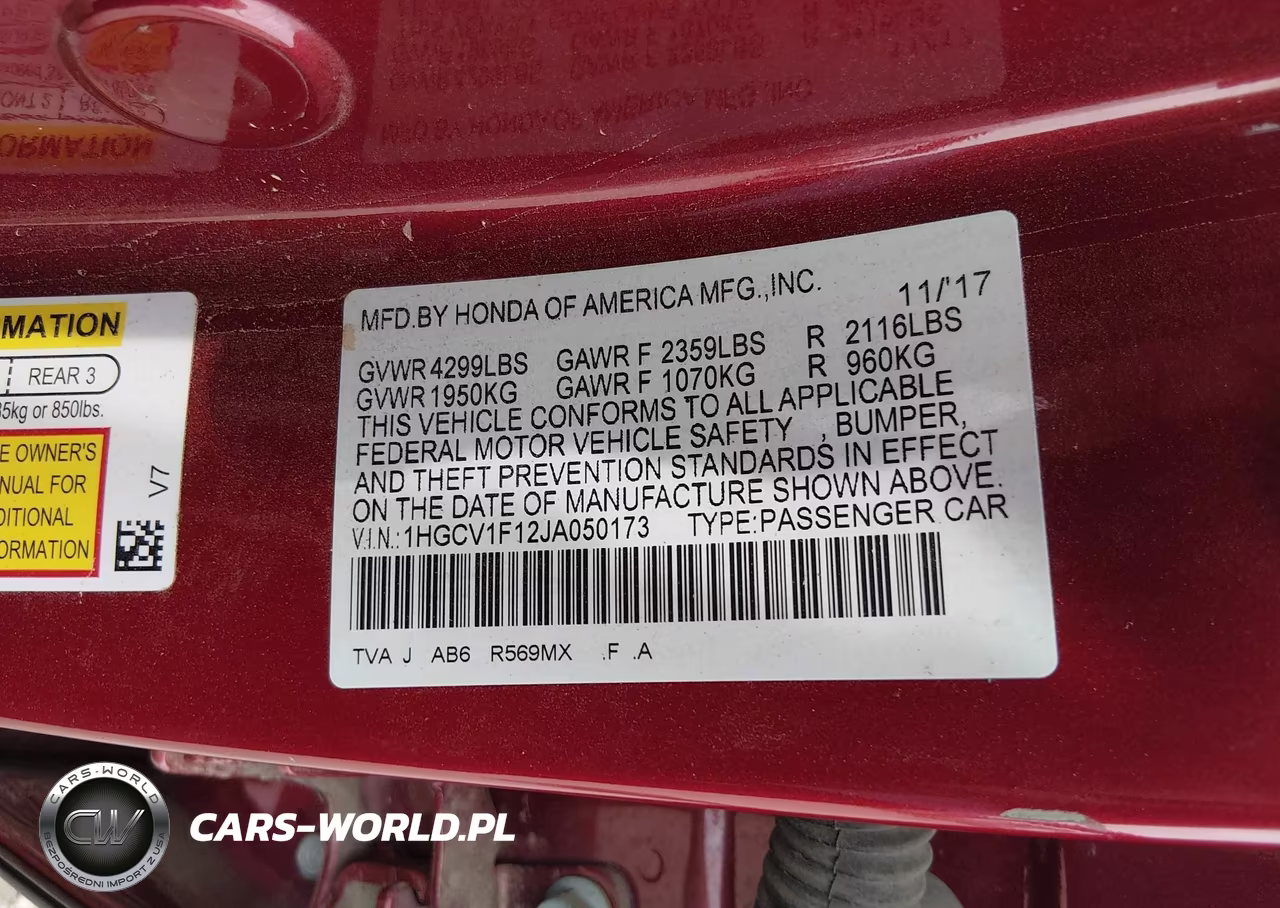 2018 Honda Accord Lx VIN:1HGCV1F12JA050173 - 9