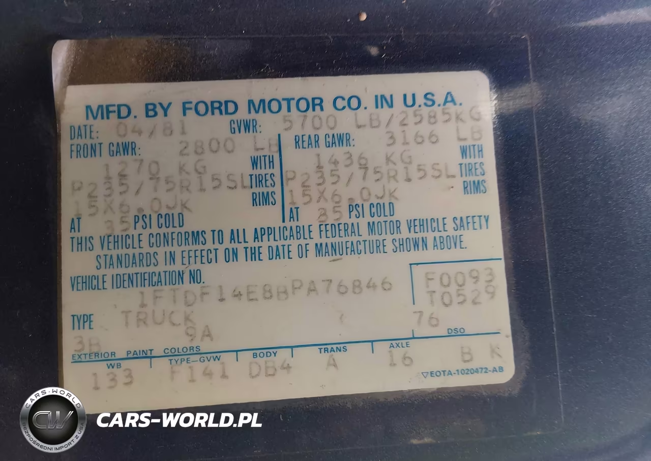 1981 Ford F150 VIN:1FTDF14E8BPA76846 - 9